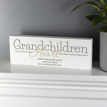 Personalised Grandchildren Wooden Block Sign