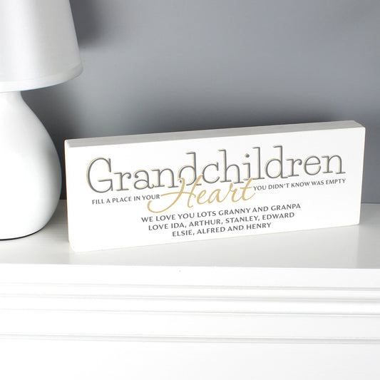 Personalised Grandchildren Wooden Block Sign