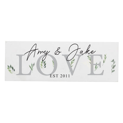 Personalised Botanical Wooden Block Sign