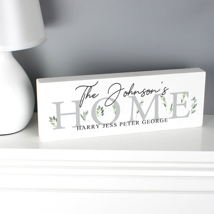 Personalised Botanical Wooden Block Sign