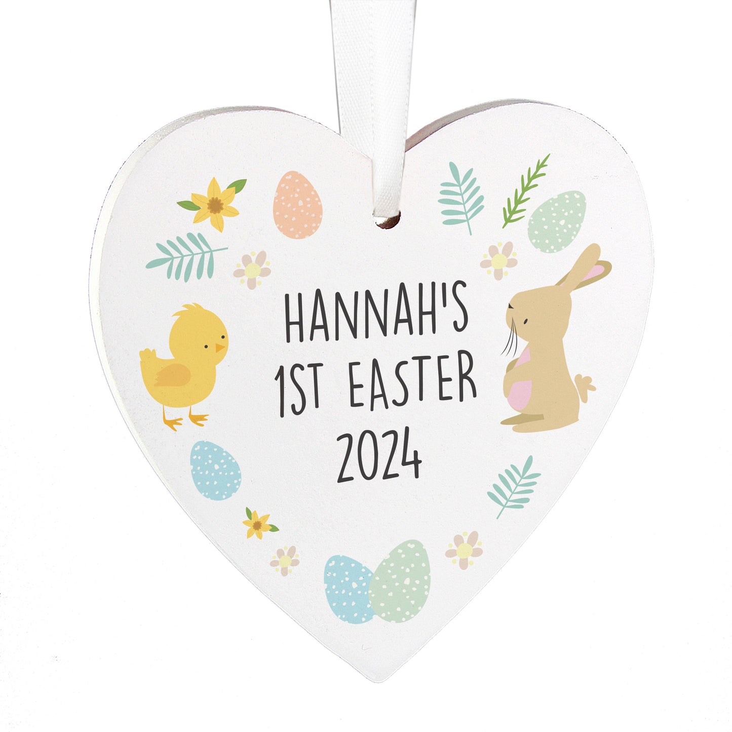 Personalised First Easter Heart Tree Decoration