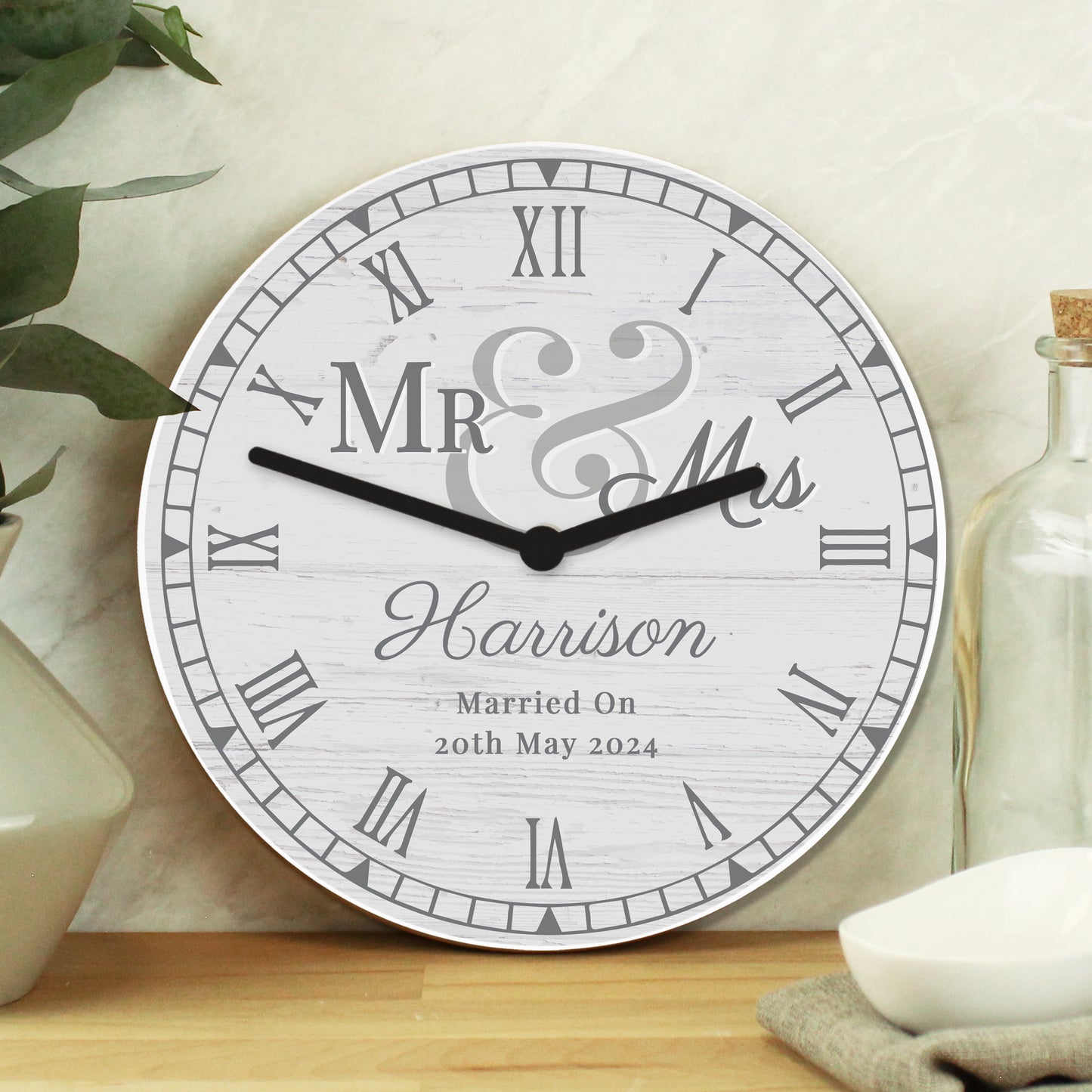 Personalised Mr & Mrs Wooden Clock