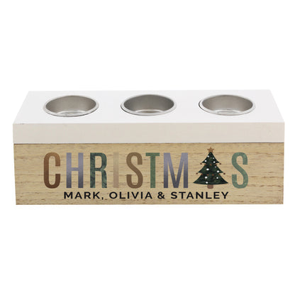 Personalised Christmas Tree Triple Tea Light Box