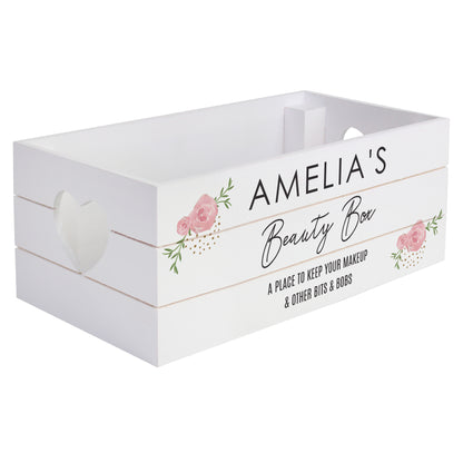 Personalised Abstract Rose White Wooden Crate