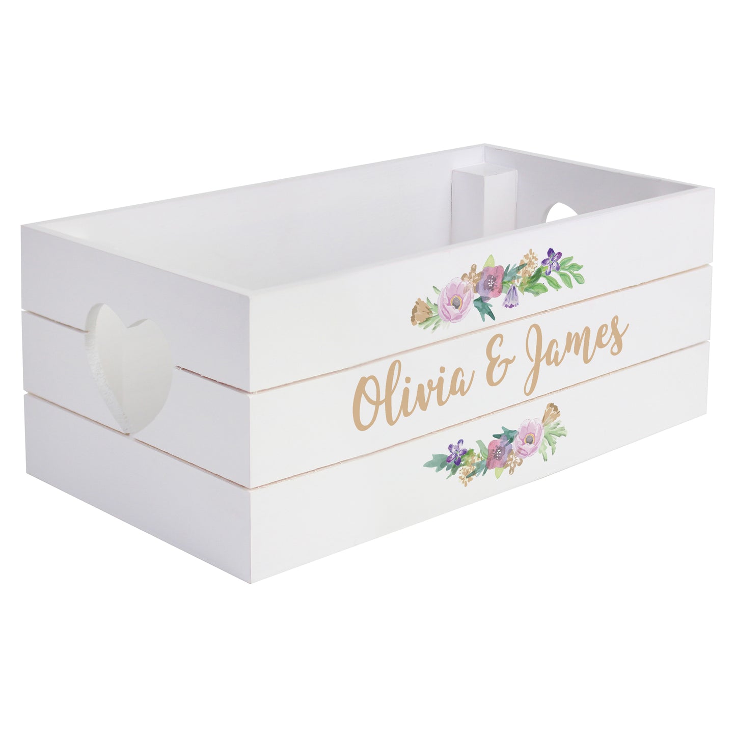 Personalised Floral Couples White Wooden Crate