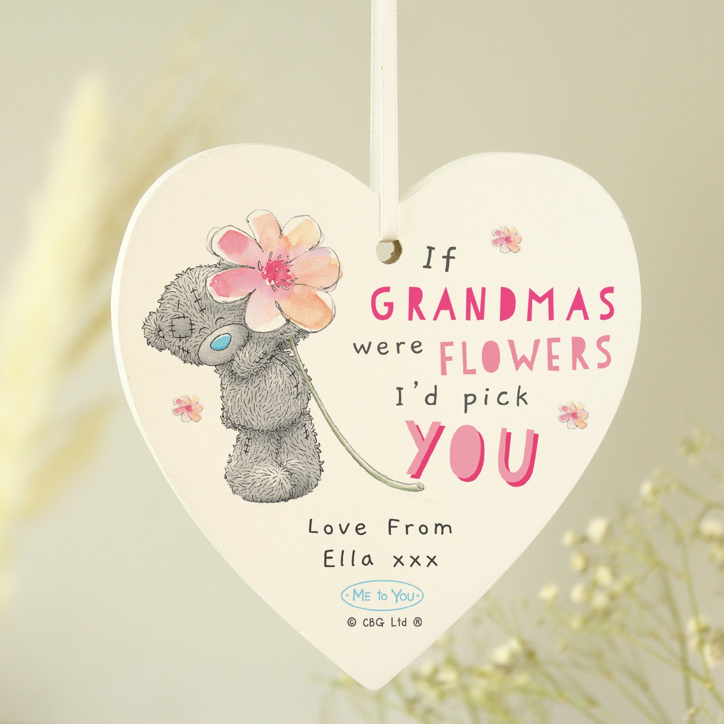 Personalised Me To You If... Were Flowers Wooden Heart Decoration