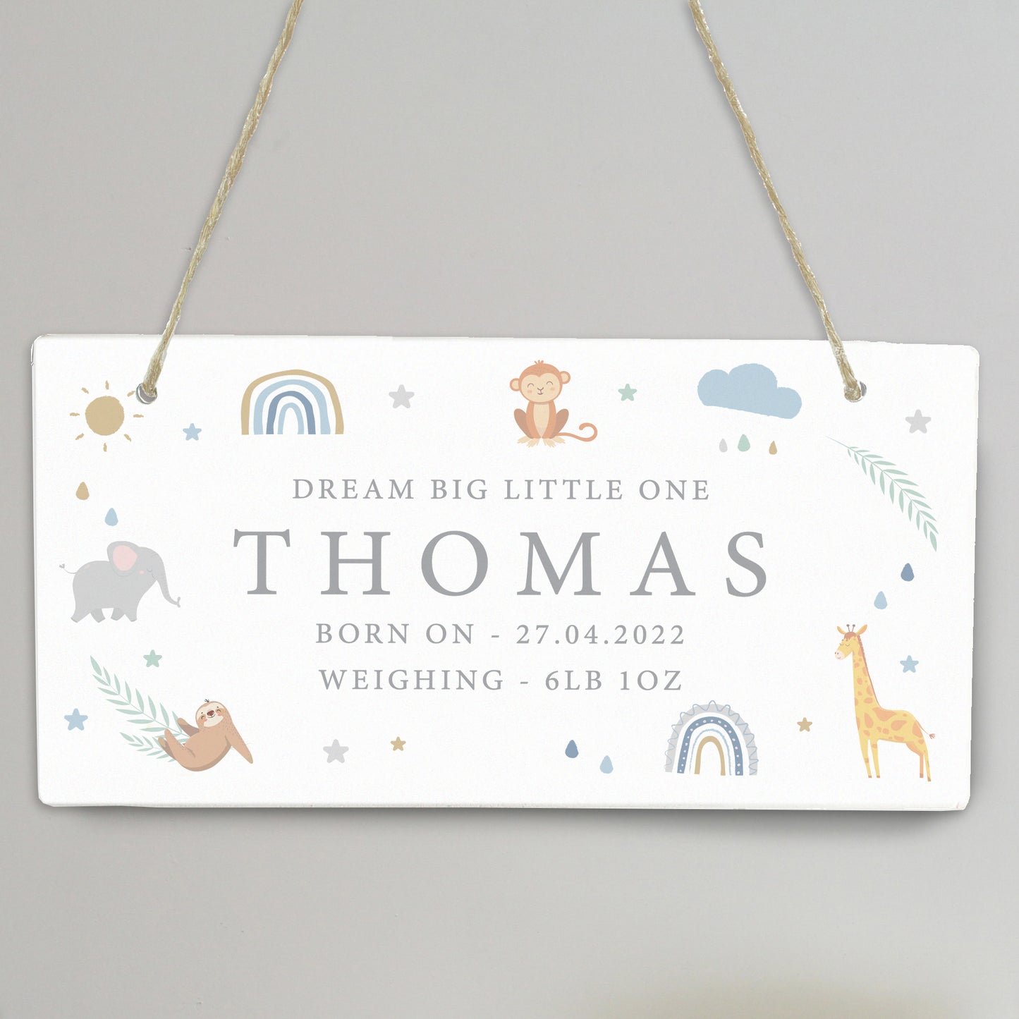 Personalised Safari Animals Wooden Sign