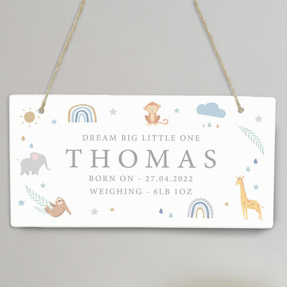 Personalised Safari Animals Wooden Sign