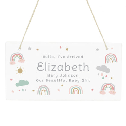 Personalised Pastel Rainbow Wooden Sign