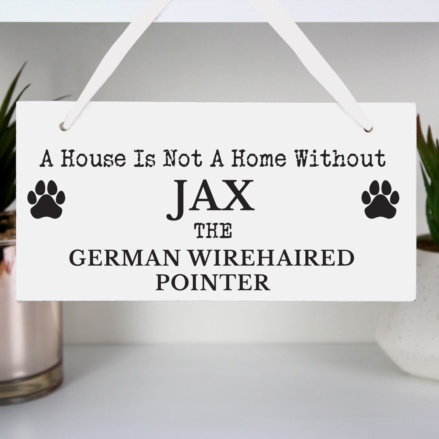 Personalised Paw Print Dog Breed Wooden Sign