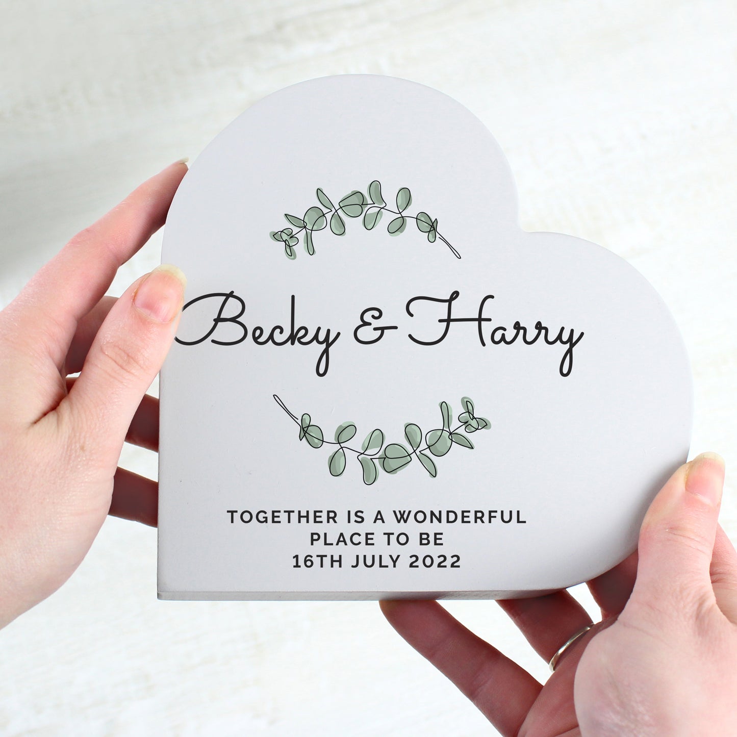 Personalised Botanical Free Standing Heart Ornament