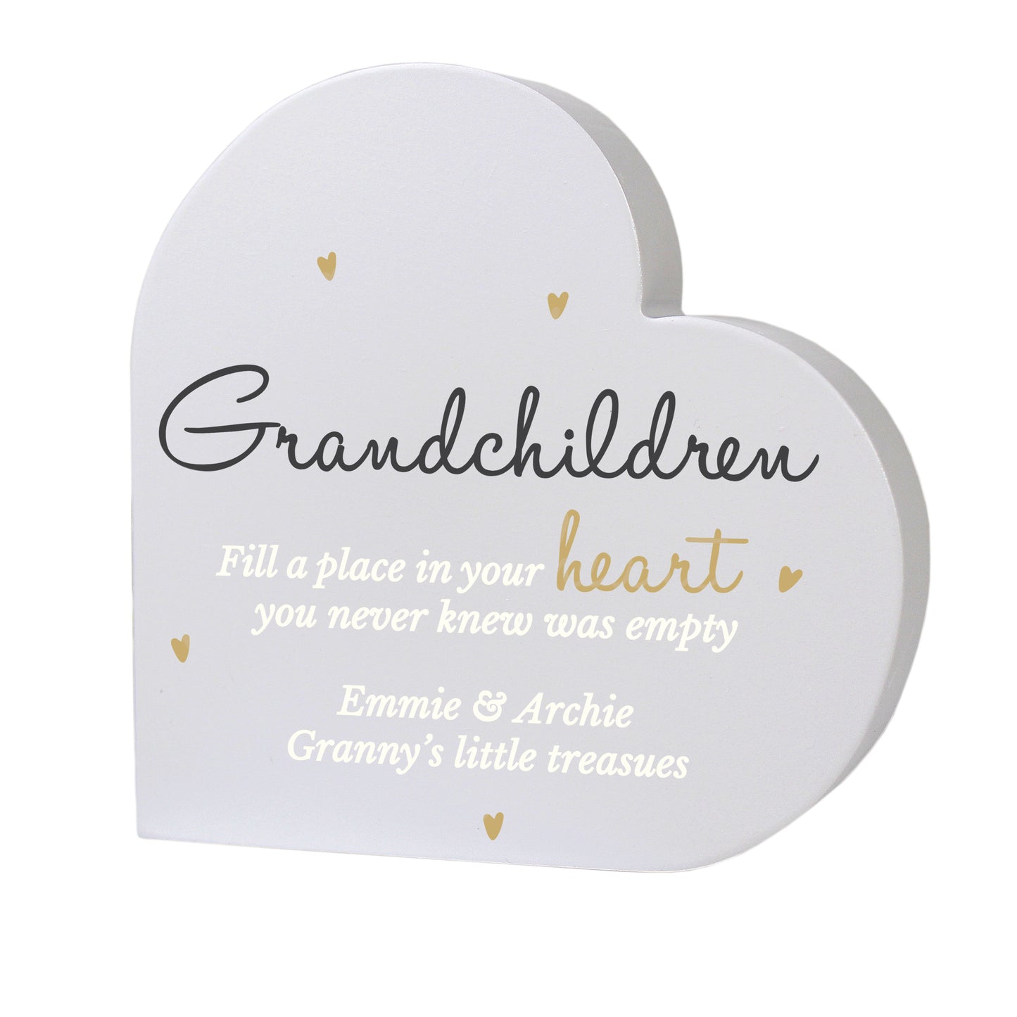 Personalised Grandchildren Free Standing Heart Ornament