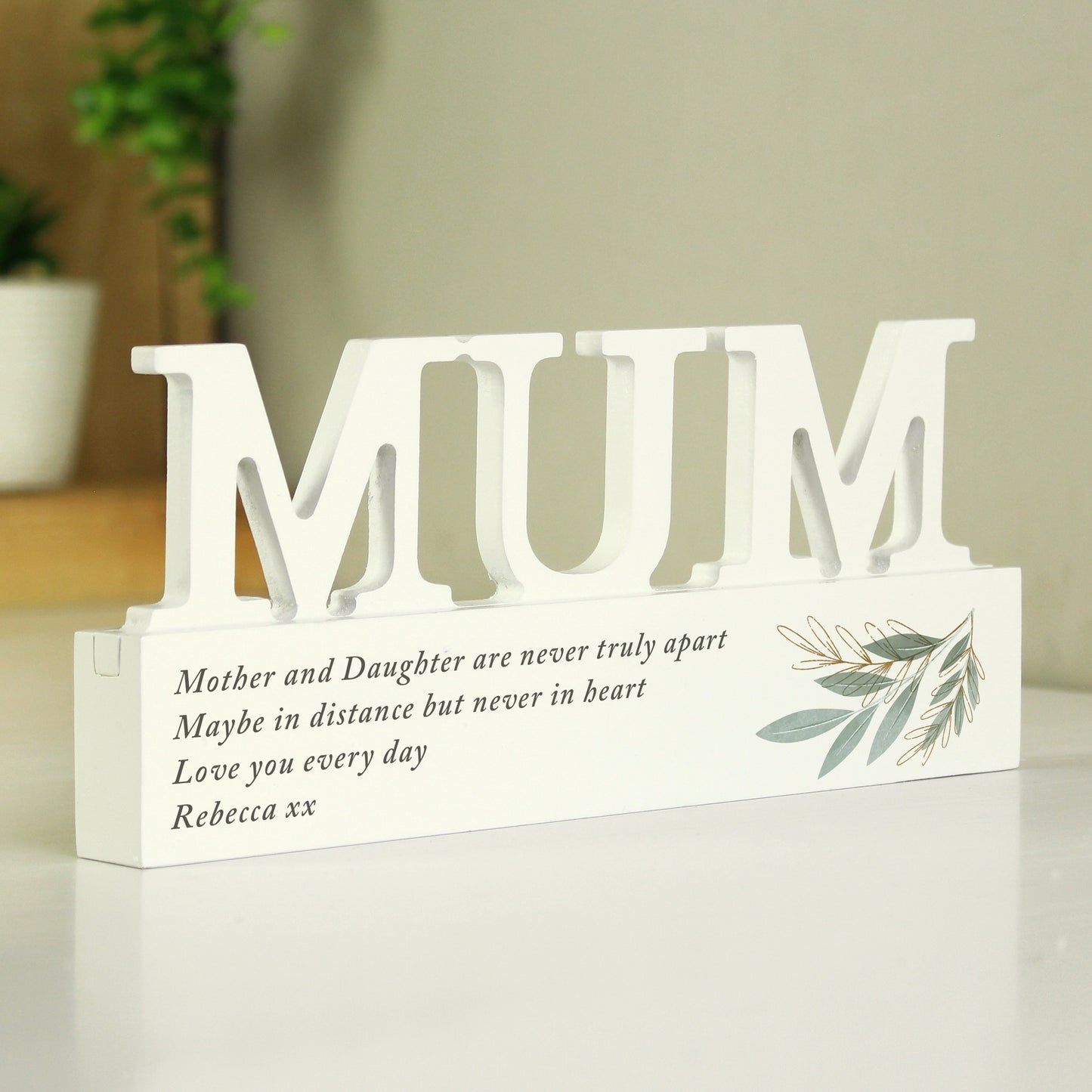 Personalised Botanical Wooden Mum Ornament