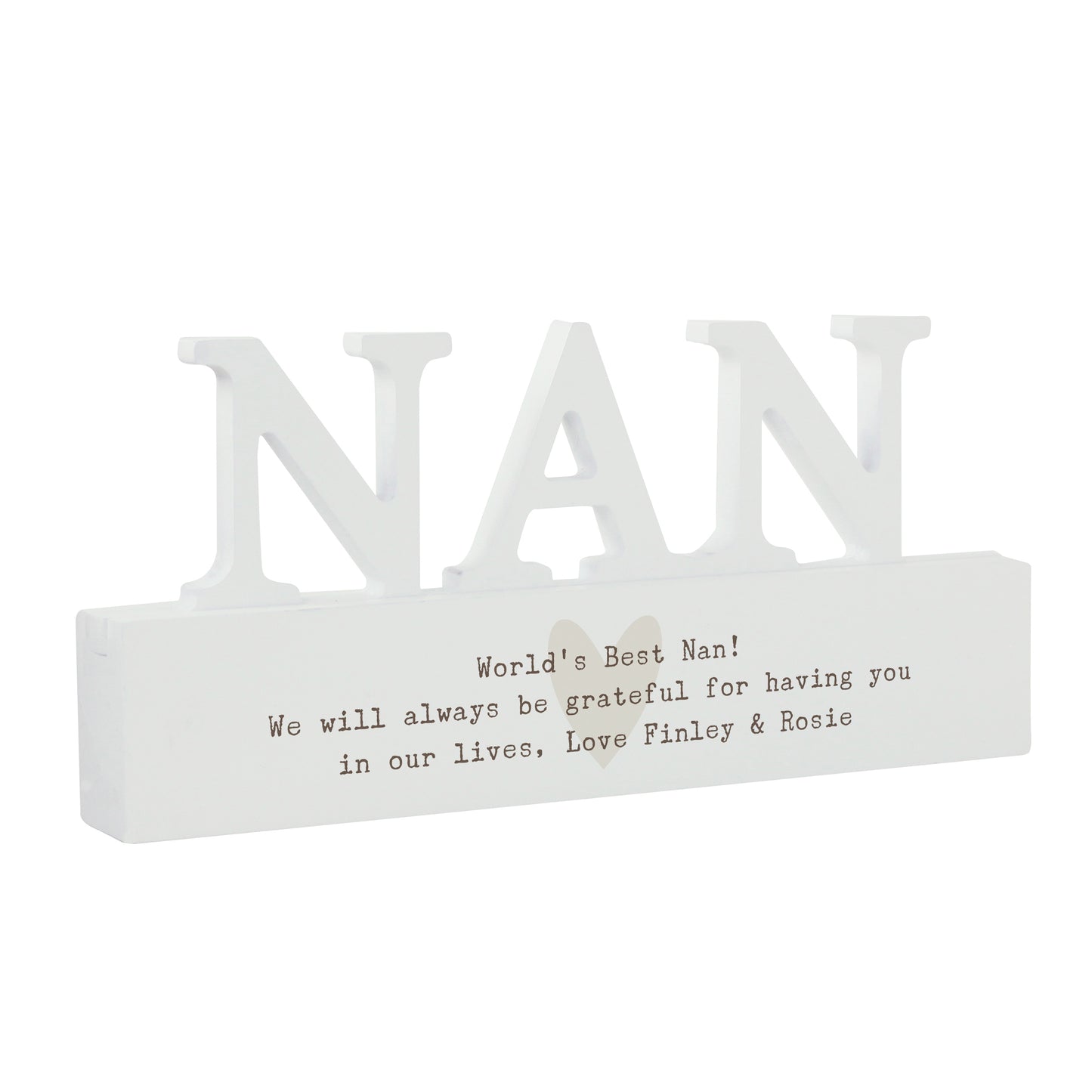 Personalised Free Text Heart Wooden Nan Ornament