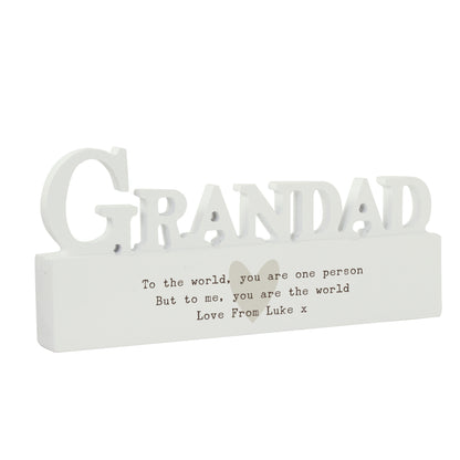 Personalised Free Text Heart Wooden Grandad Ornament