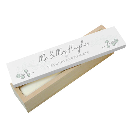 Personalised Botanical Leaves Wooden Certificate Holder