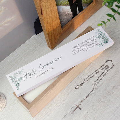 Personalised Botanical Wooden Certificate Holder