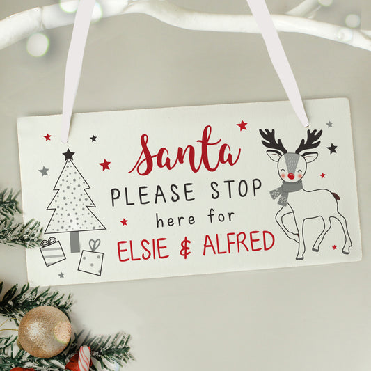 Personalised Rudolph Santa Please Stop Here Sign