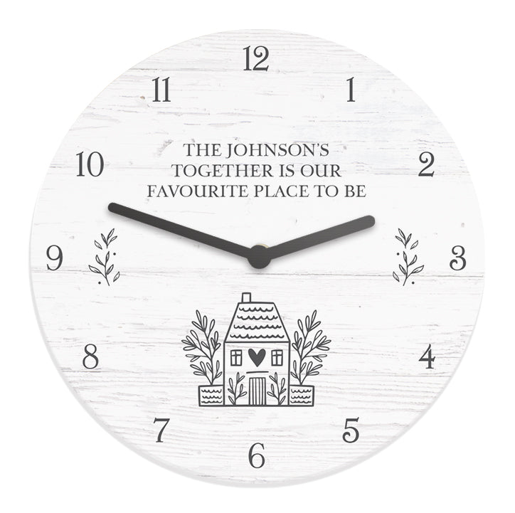 Personalised HOME Shabby Chic Wooden Clock