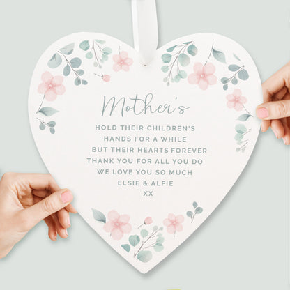 Personalised Floral Wooden Heart Decoration