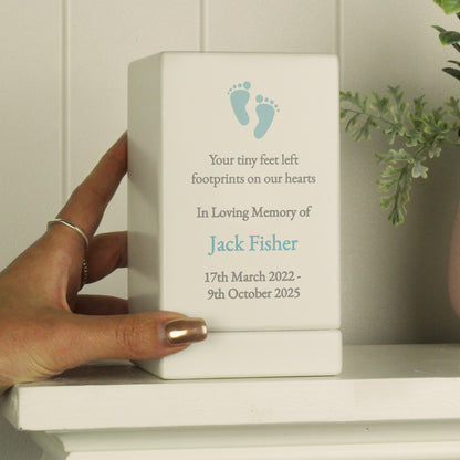 Personalised Baby Boy Small Wooden Urn