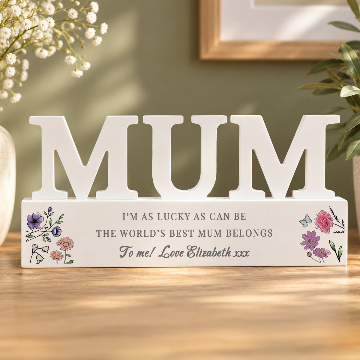 Personalised Wild Flowers Mum Ornament