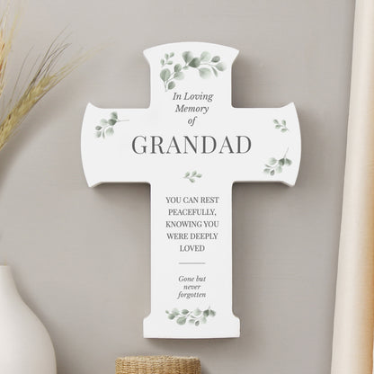 Personalised Memorial Cross Wooden Ornament