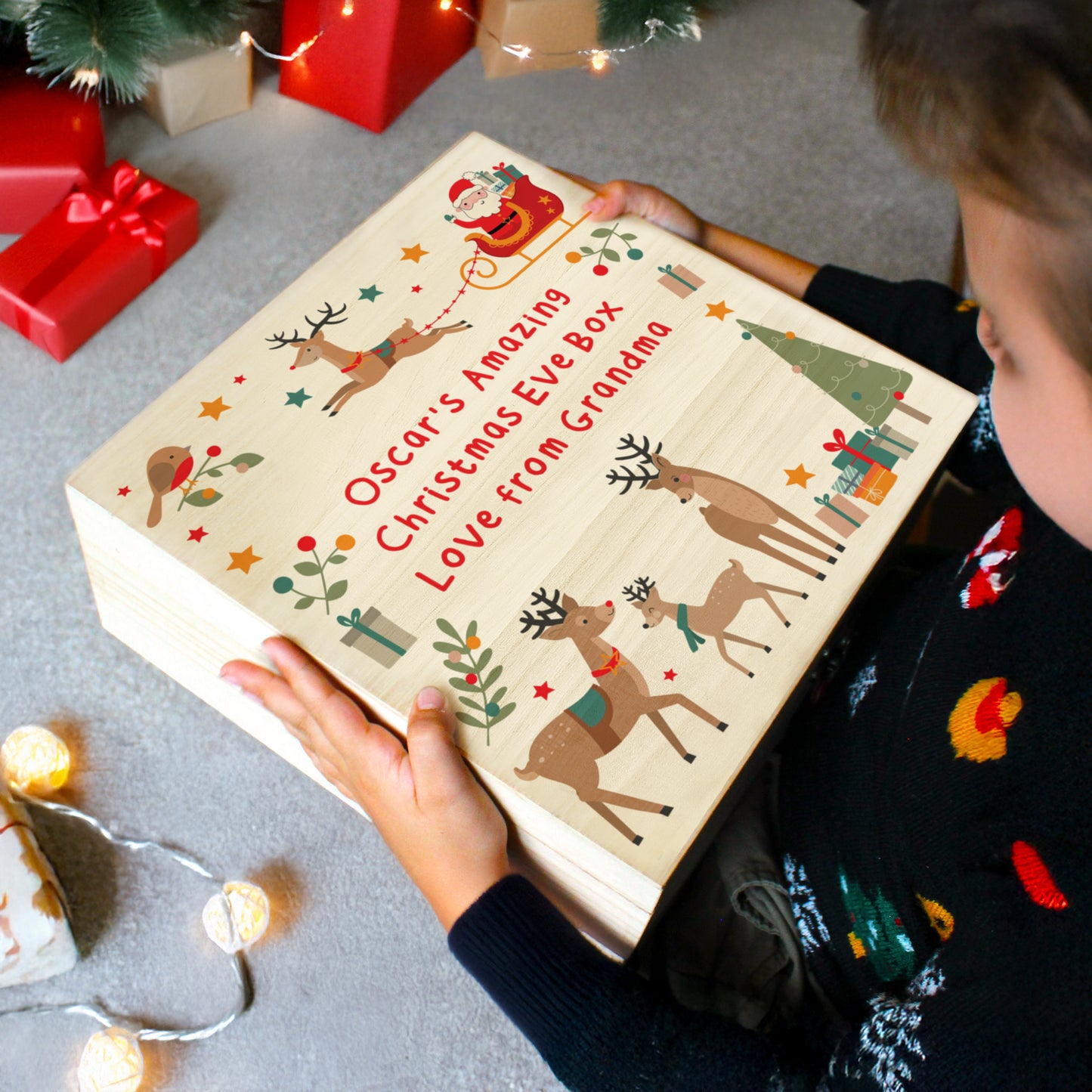 Personalised Santa & Reindeer Christmas Eve Box