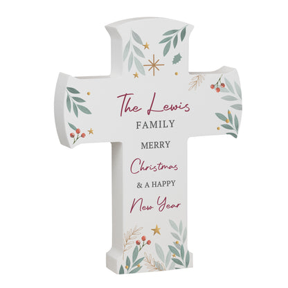 Personalised Christmas Wooden Cross Ornament