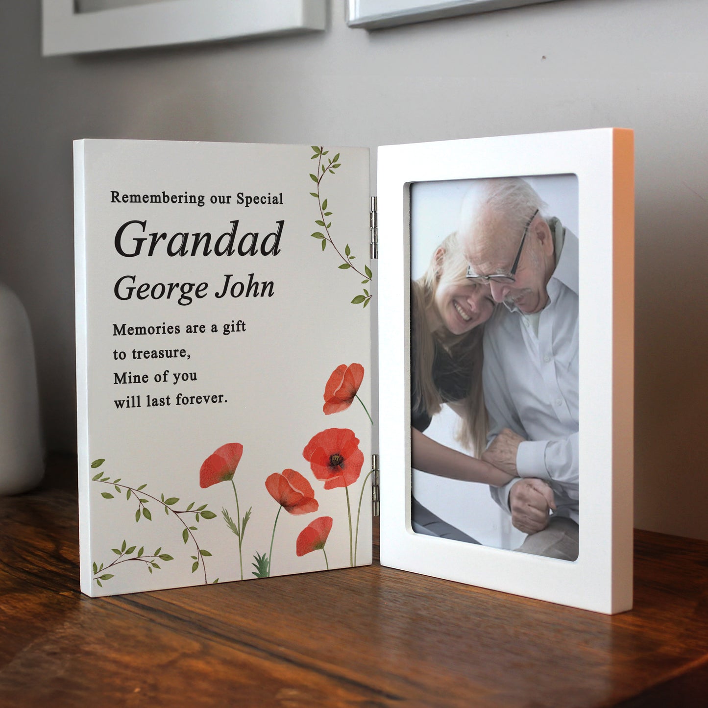 Personalised Memorial Wooden Hinged 6x4 Photo Frame
