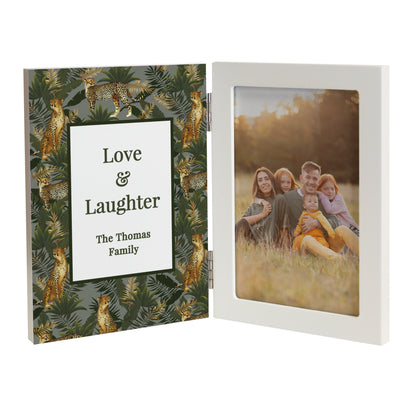 Personalised Leopard Print Wooden Hinged 6x4 Photo Frame