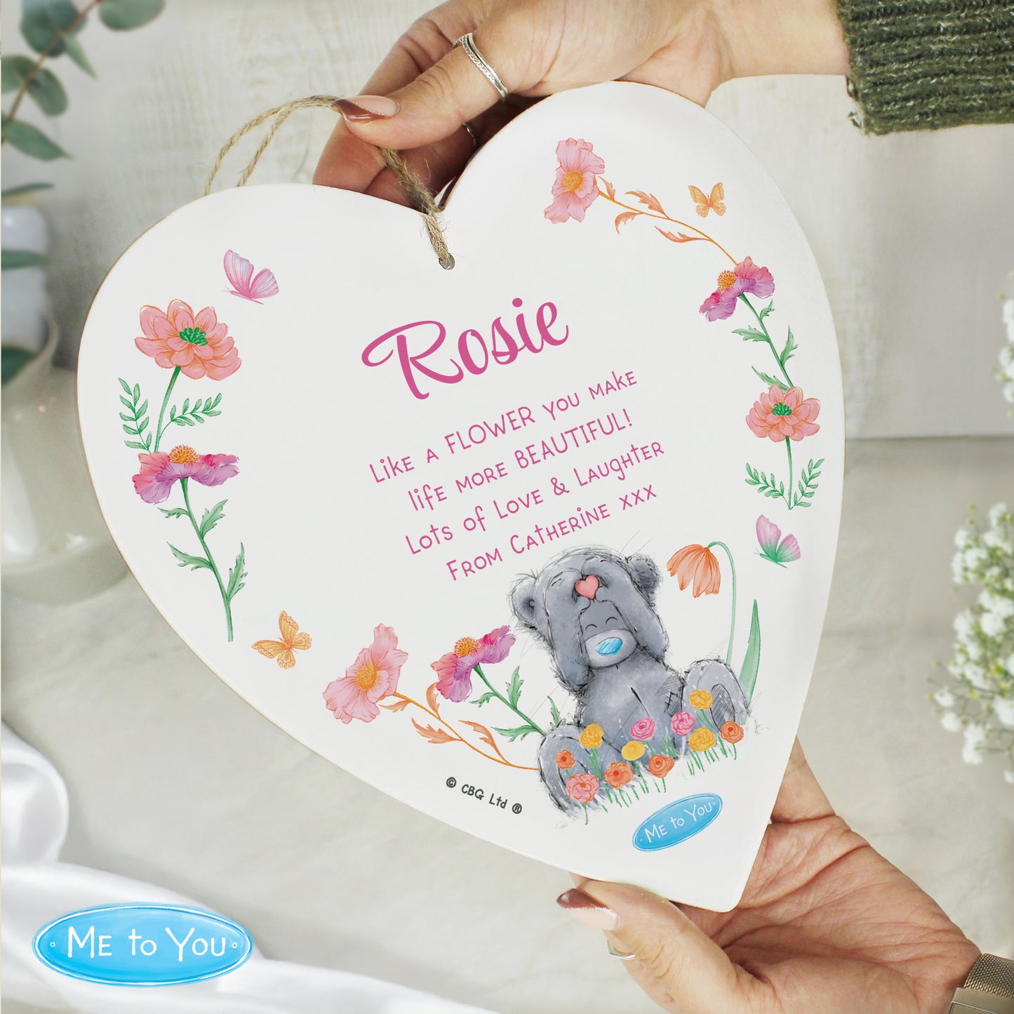 Personalised Me to You Flowery Hanging Heart Ornament