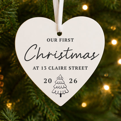 Personalised Christmas Tree Wooden Heart Decoration