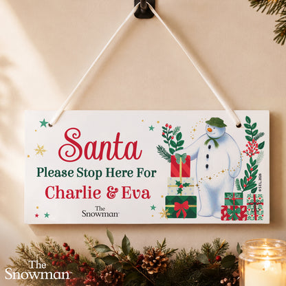 Personalised The Snowman Christmas Wishes Santa Stop Here Sign