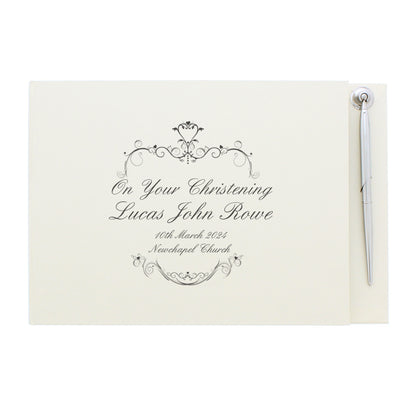 Personalised Ornate Swirl Hardback Guest Book & Pen