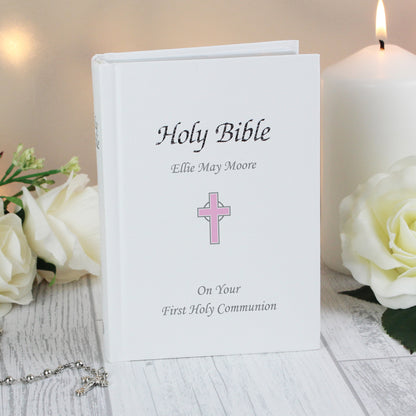 Personalised Pink Cross Bible