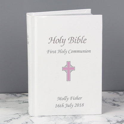 Personalised Pink Cross Bible