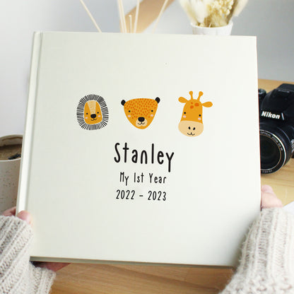 Personalised Scandi Safari Animals Square Photo Album