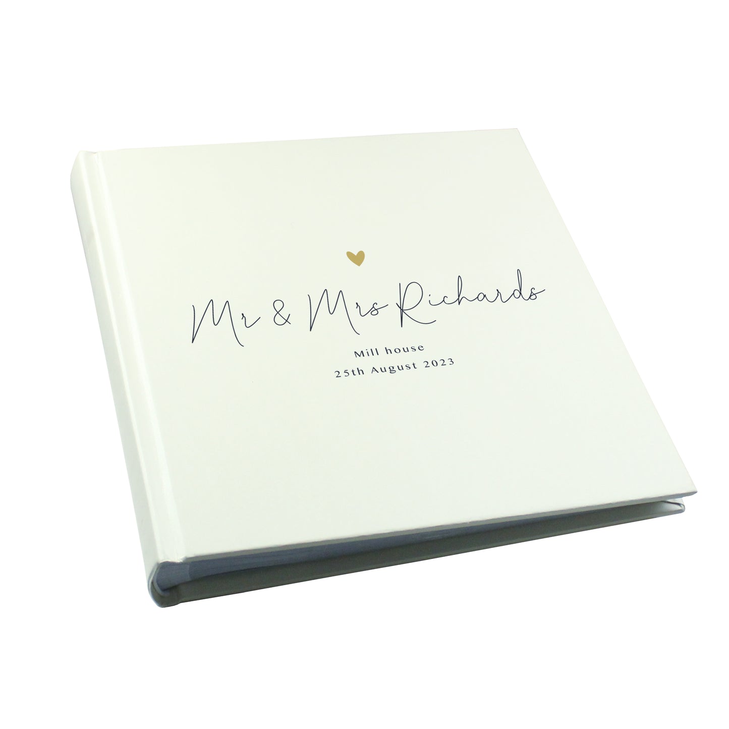 Personalised Gold Heart Couples Square Photo Album