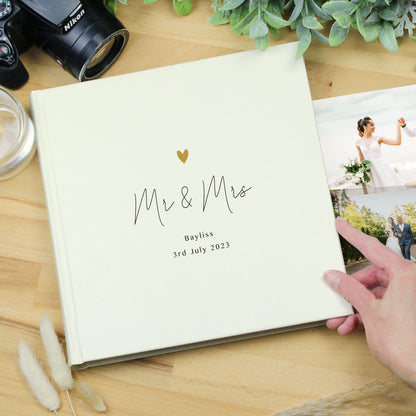 Personalised Gold Heart Couples Square Photo Album