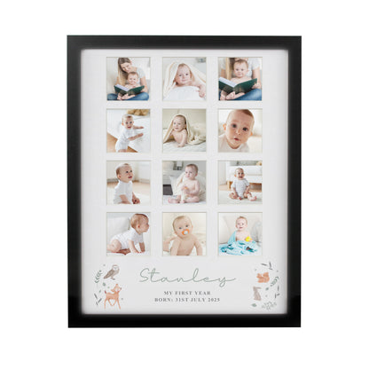 Personalised Woodland Animal Black Multi Photo Frame