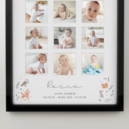 Personalised Woodland Animal Black Multi Photo Frame