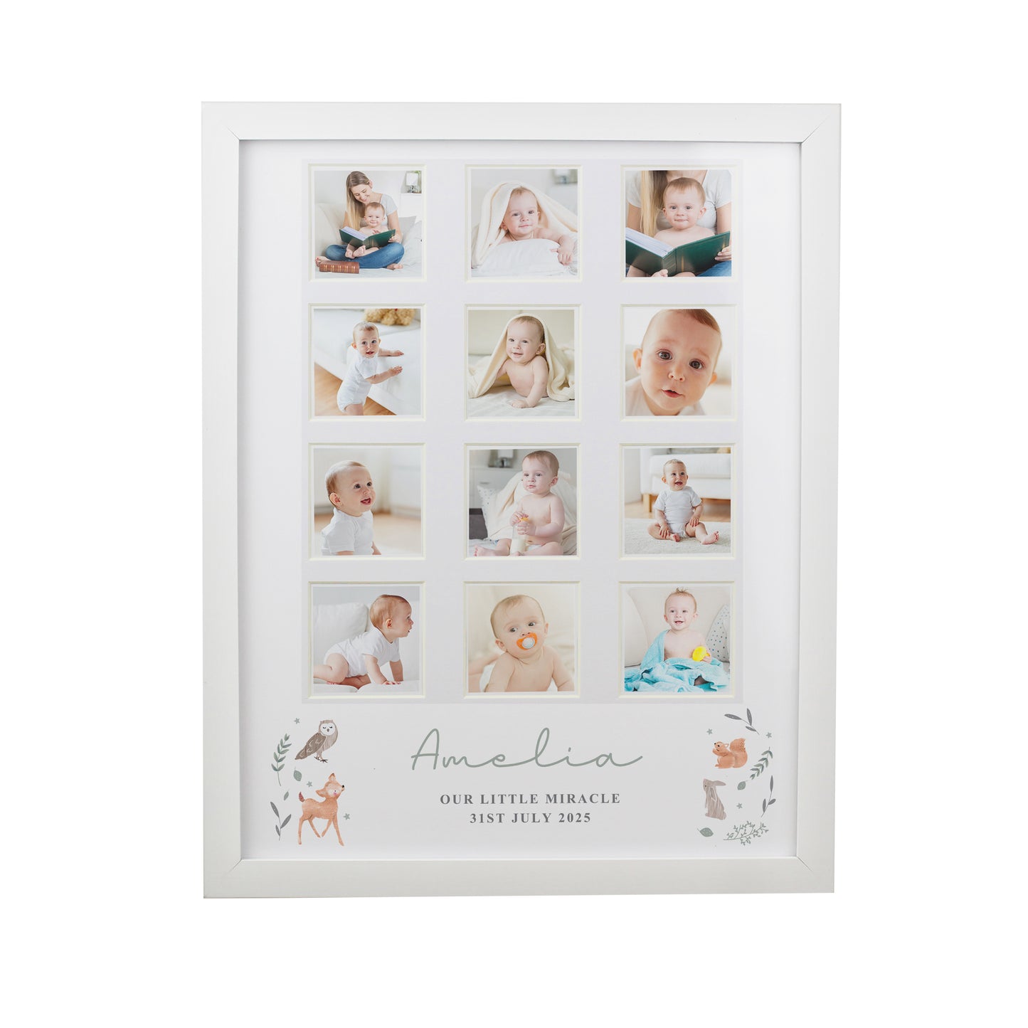 Personalised Woodland Animal White Multi Photo Frame