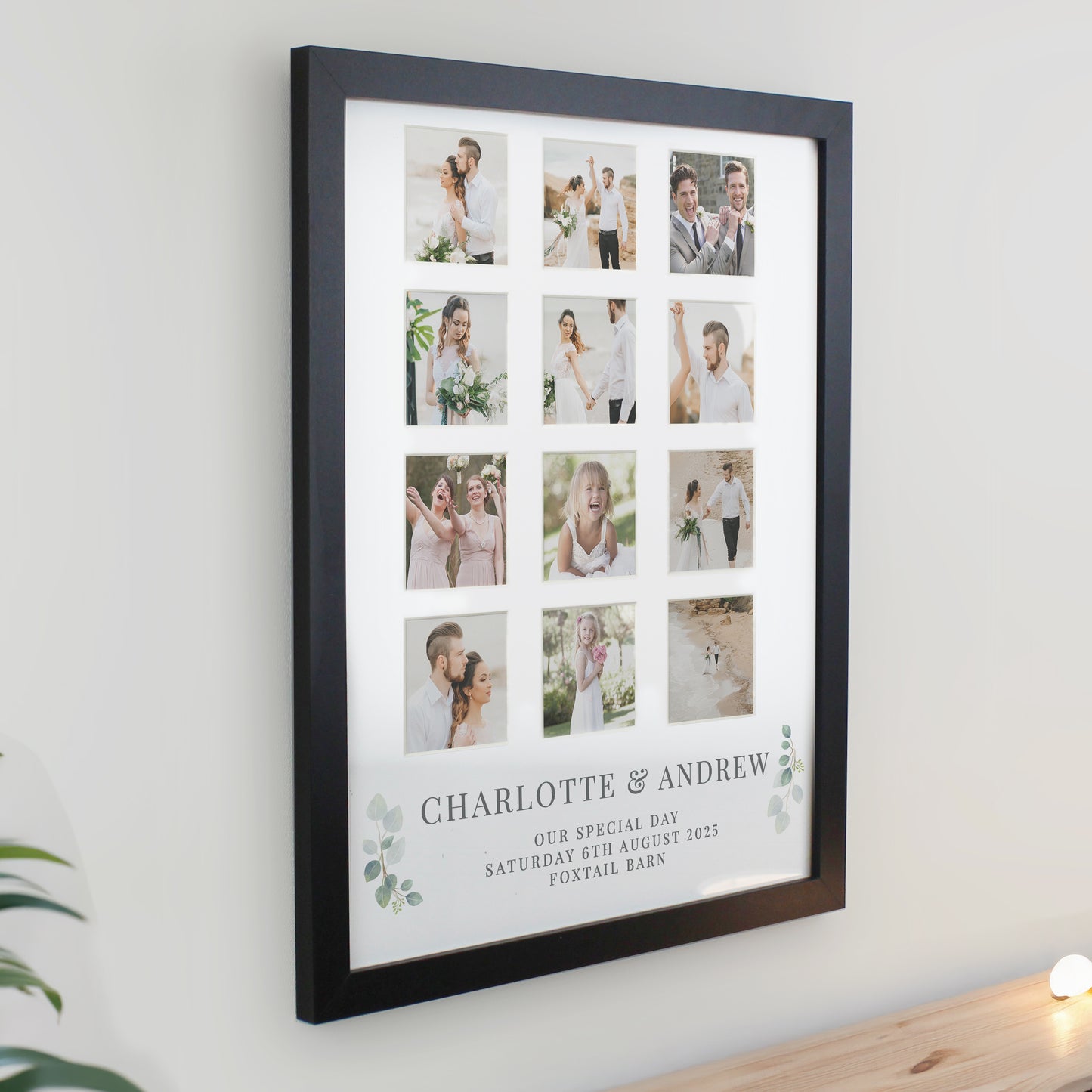 Personalised Wedding Black Multi Photo Frame