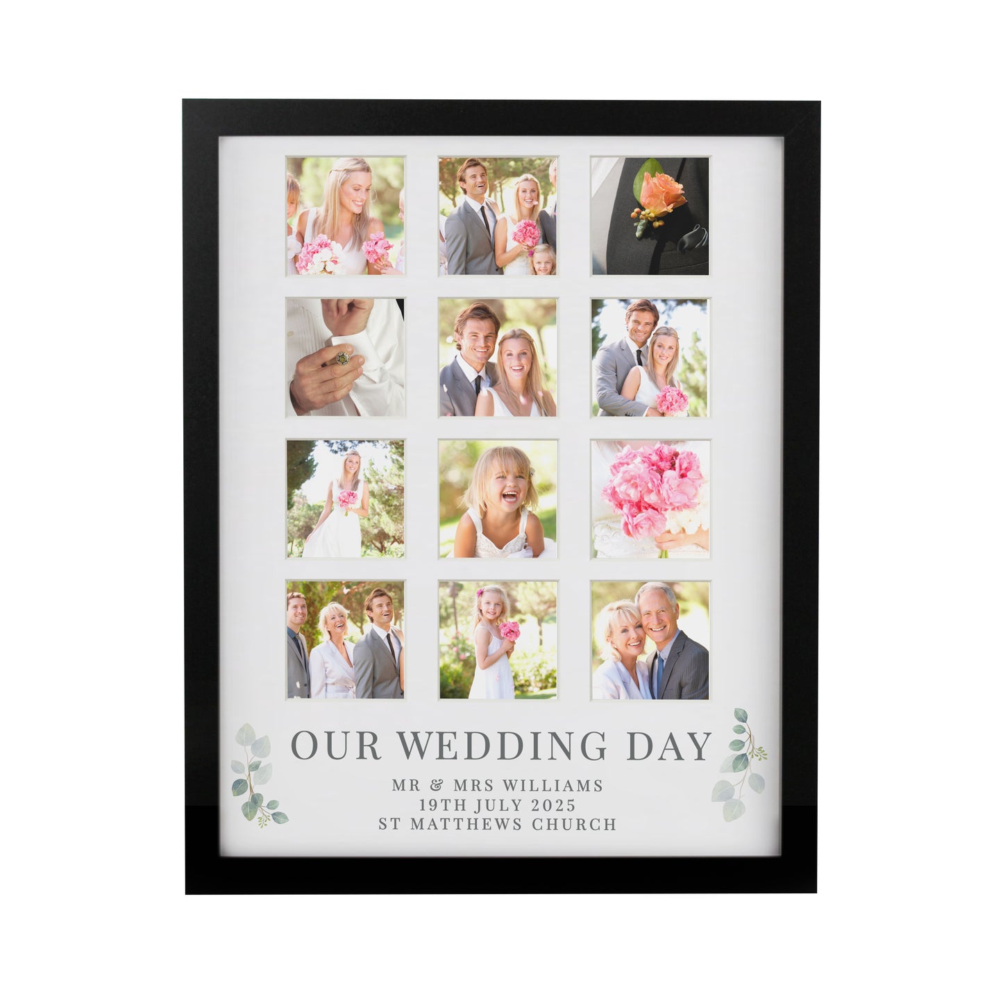 Personalised Wedding Black Multi Photo Frame