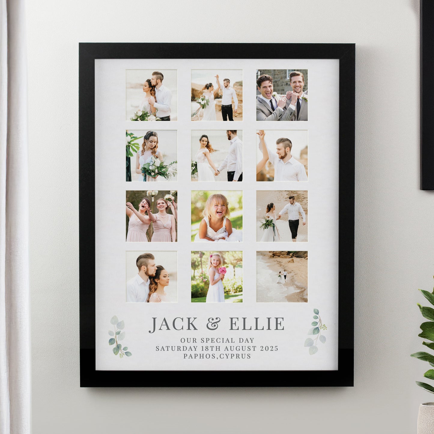 Personalised Wedding Black Multi Photo Frame