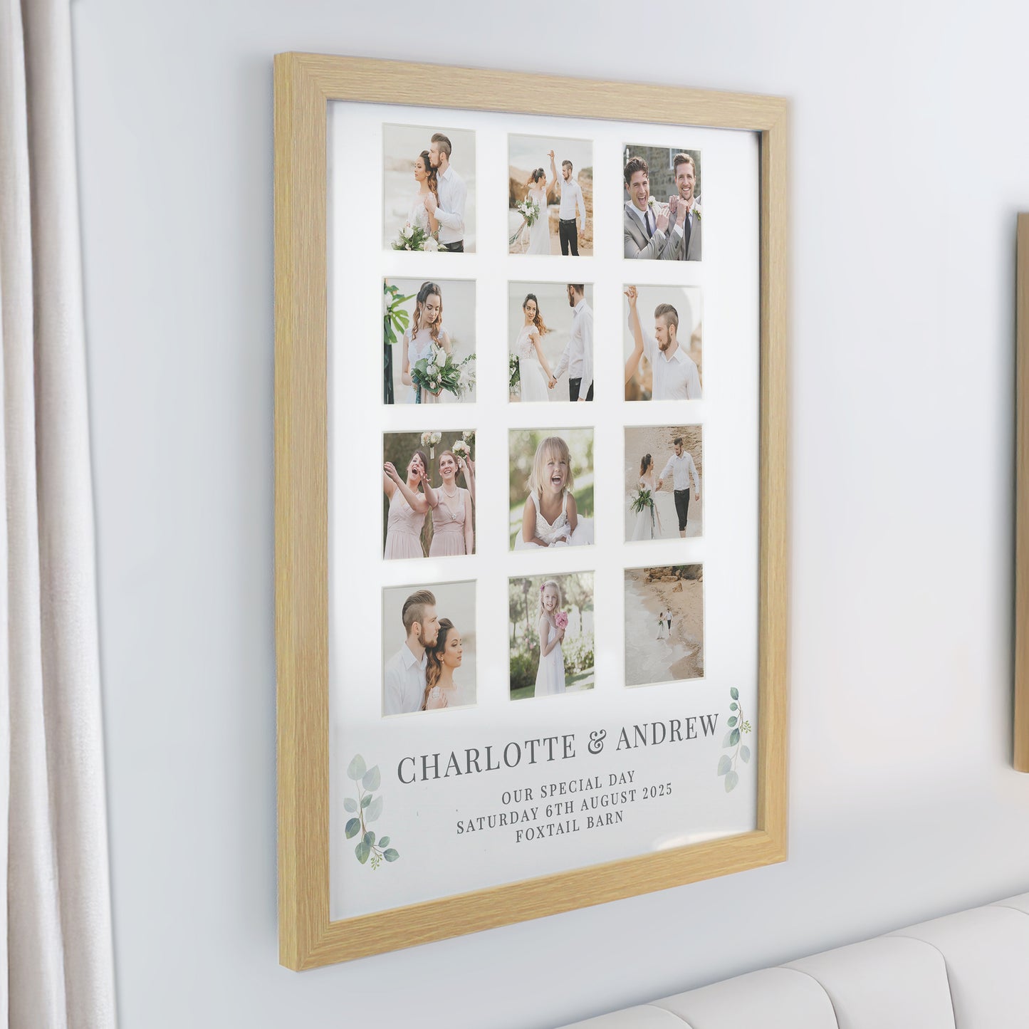 Personalised Wedding Oak Multi Photo Frame