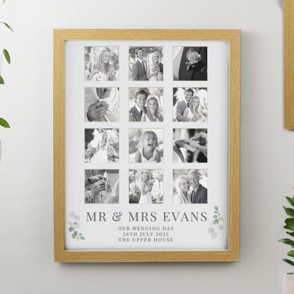Personalised Wedding Oak Multi Photo Frame