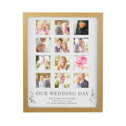 Personalised Wedding Oak Multi Photo Frame