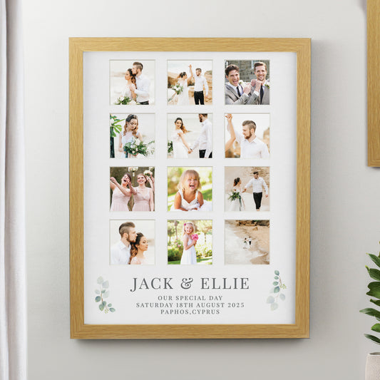 Personalised Wedding Oak Multi Photo Frame